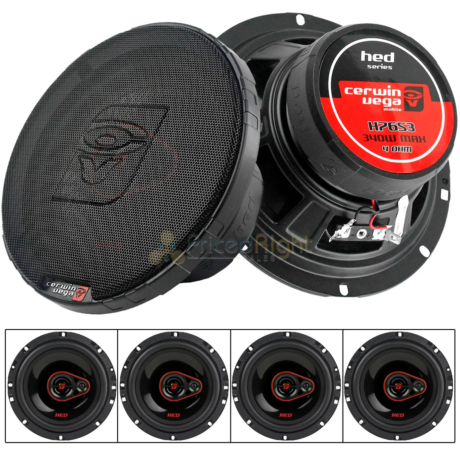 4 Pack Cewin Vega 6.5" 3-Way Coaxial Speakers 340 Watts Max HED Series H7653