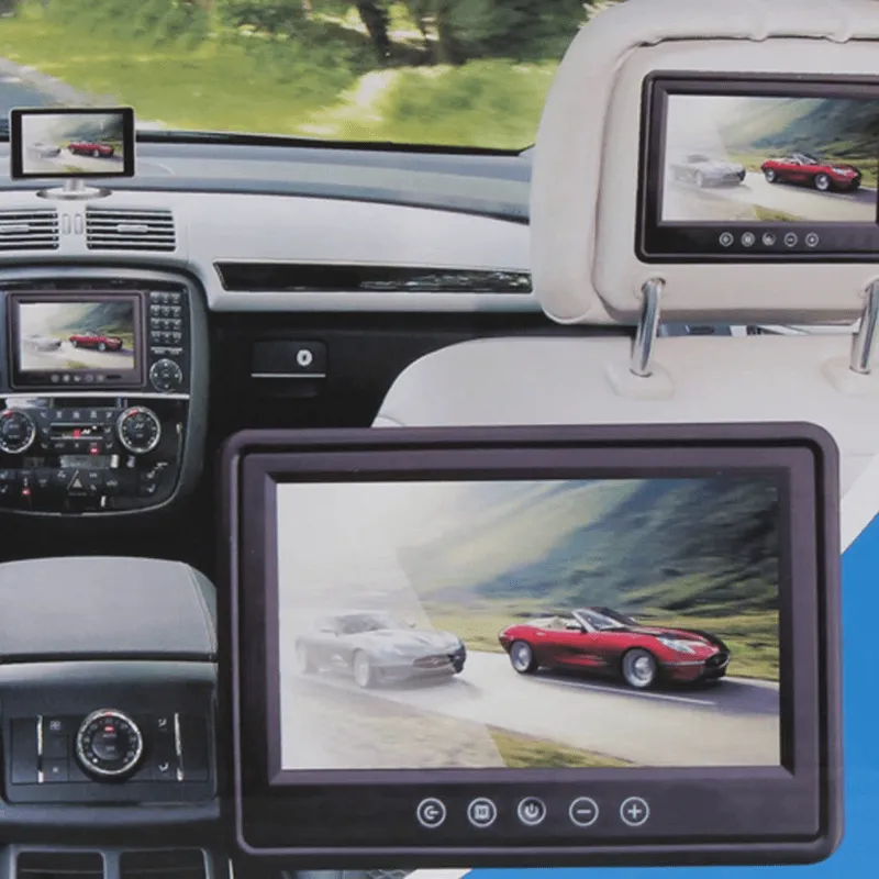 7" TFT/LED Hi- Res Display Monitor, Headrest Shroud and Stand/Touch button