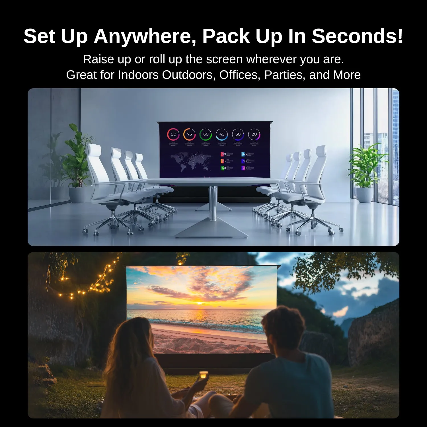 84''-120''Nothing Projector Black Series Motorized Floor Rising Screen For Ultra Short Throw Projector