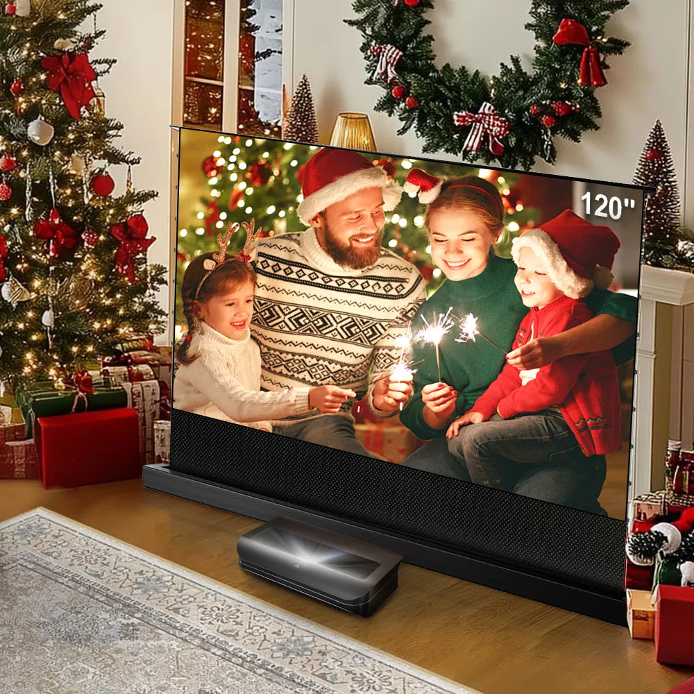 84''-120''Nothing Projector Black Series Motorized Floor Rising Screen For Ultra Short Throw Projector