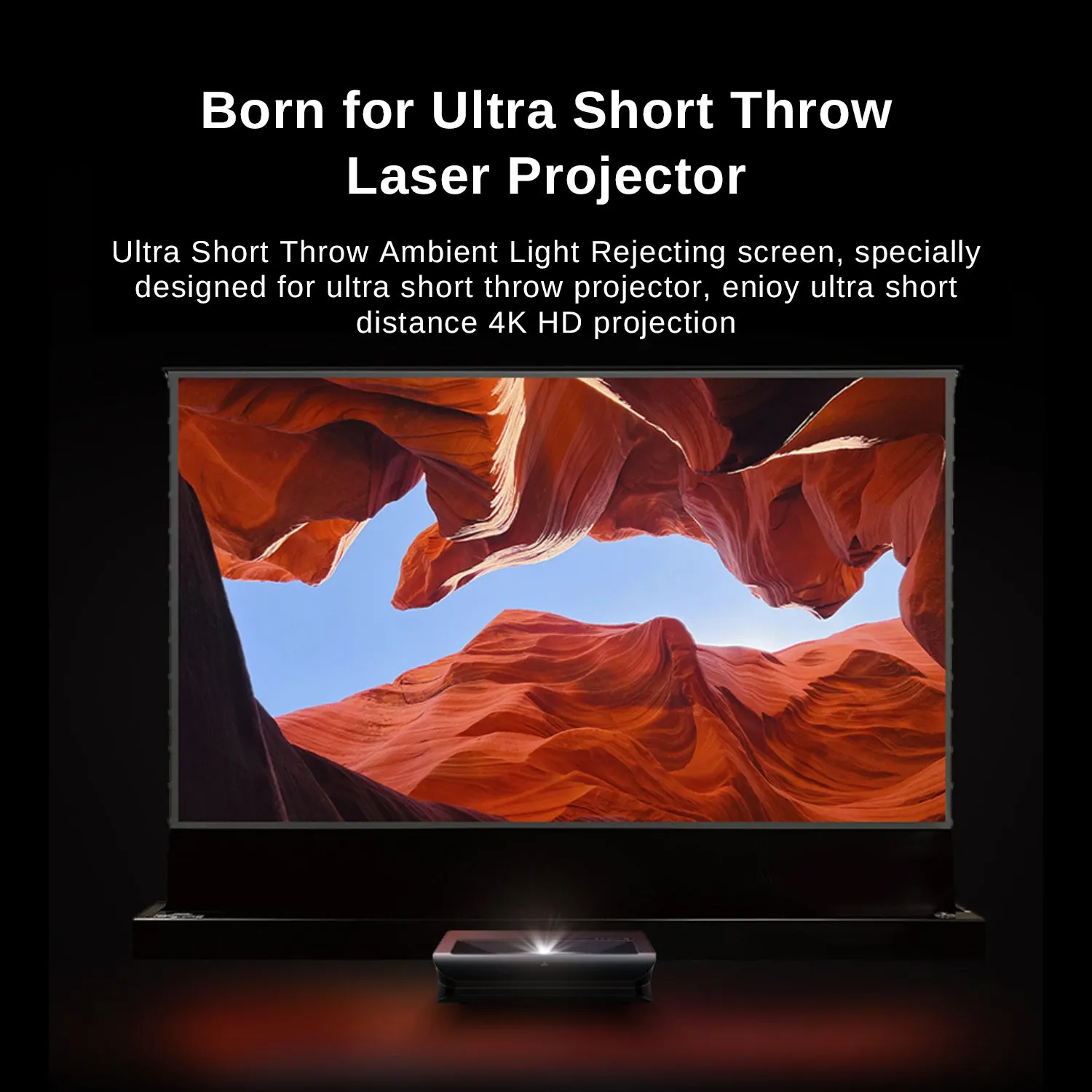 84''-120''Nothing Projector Black Series Motorized Floor Rising Screen For Ultra Short Throw Projector