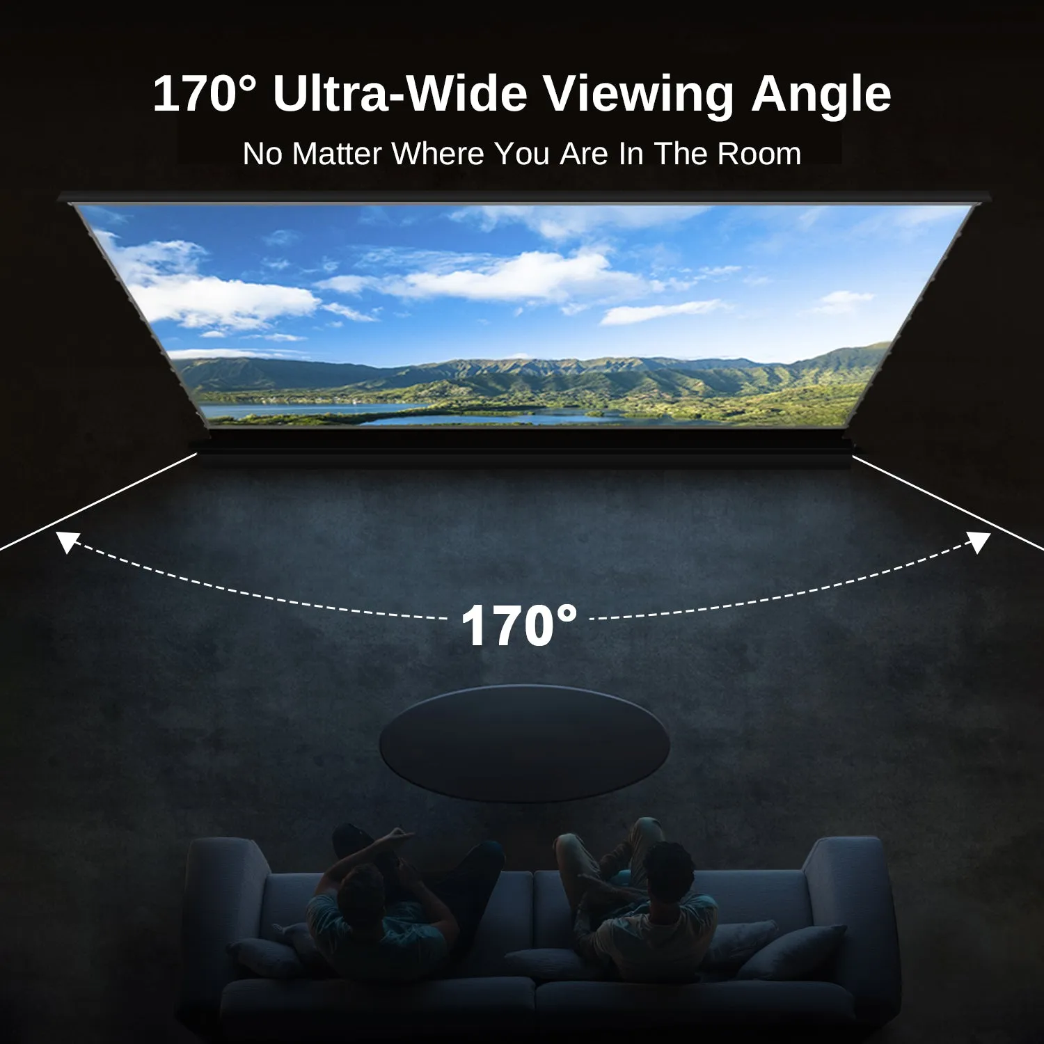 84''-120''Nothing Projector Black Series Motorized Floor Rising Screen For Ultra Short Throw Projector