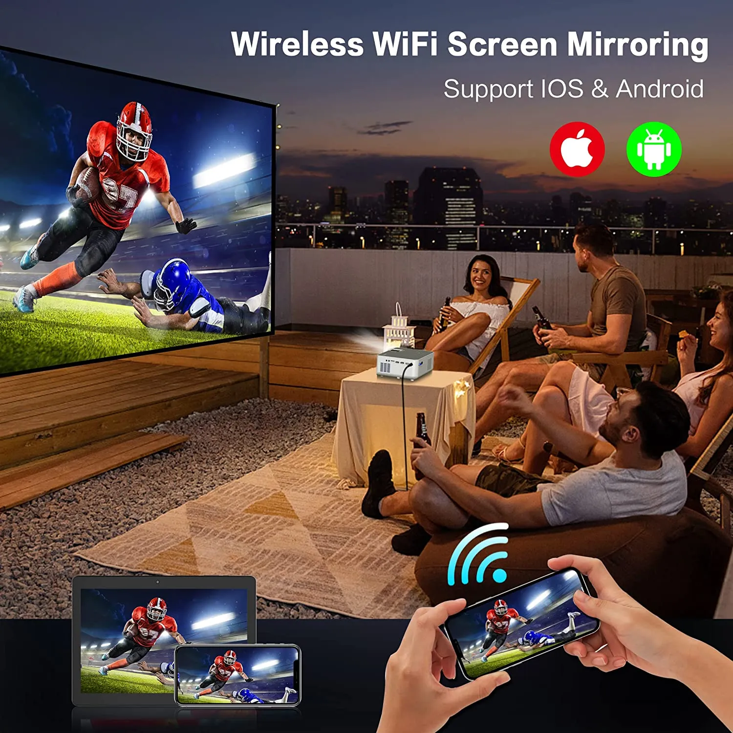 ANKYO LEISURE 3 Mini Projector, 1080P and 170'' Display Supported, 2400 Lux