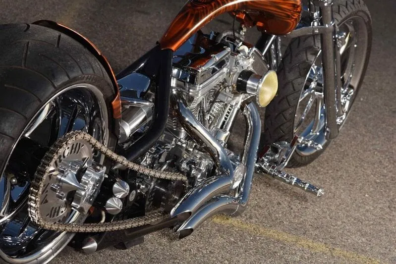 Attitude Inc, Stealth Chrome Headers, Exhuast Kit, Suit Harley Aftermarket Frame, Right Hand Drive, Chrome, Heathields Attached, Kit