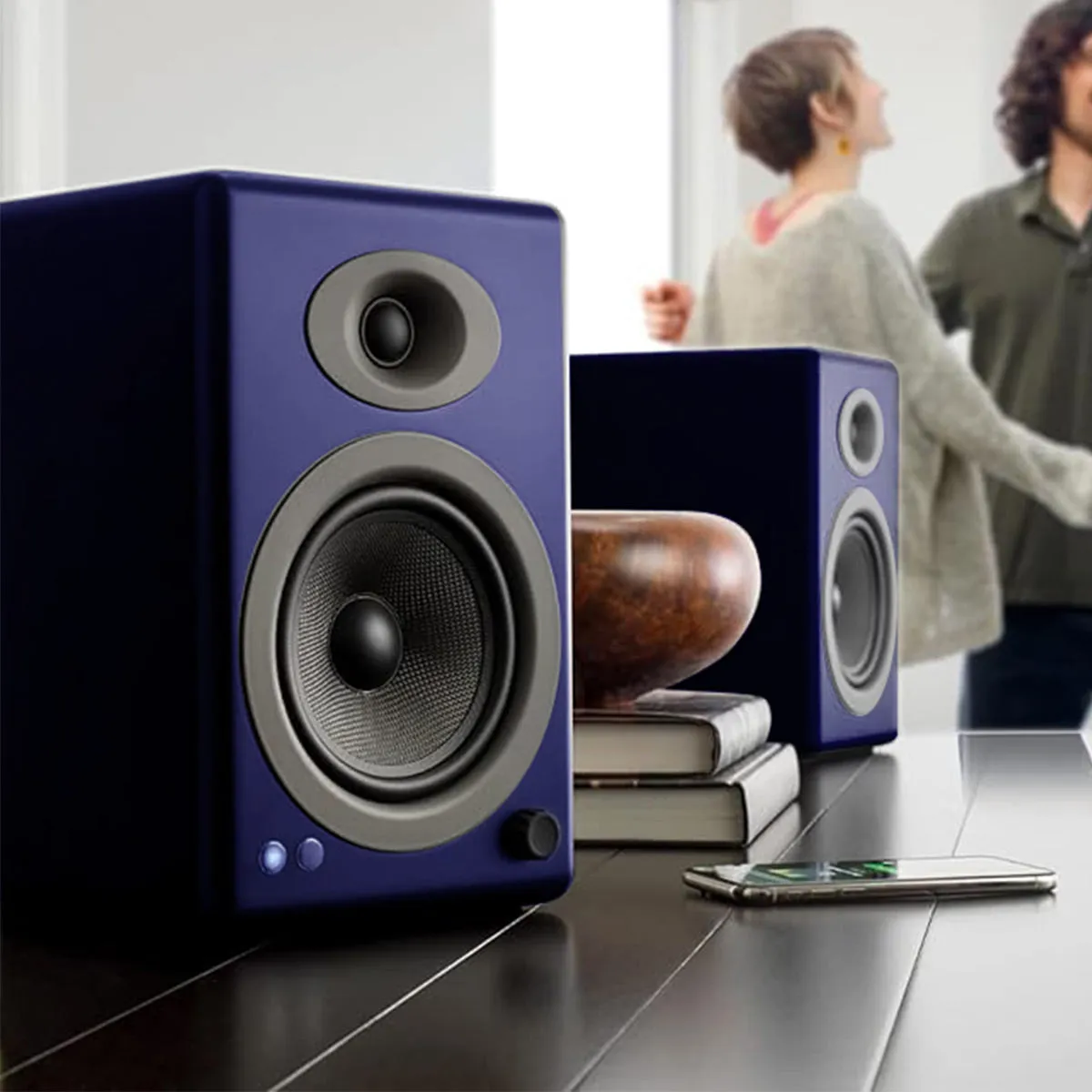 Audioengine A5  Bluetooth Wireless Powered Bookshelf Speakers - Pair (Matte Blue)