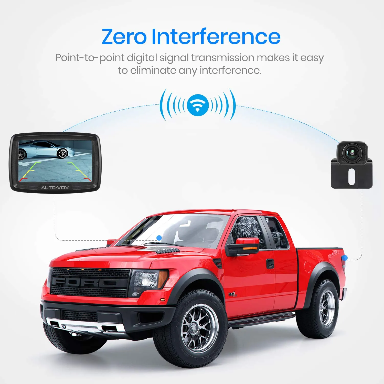 AUTO-VOX CS-2 Wireless Backup Camera with 4.3" Car Monitor, Easy Install Stable Digital Signal Back Up Camera System, Super Night Vision Reverse Cam for Truck, SUV, Van, Trailer