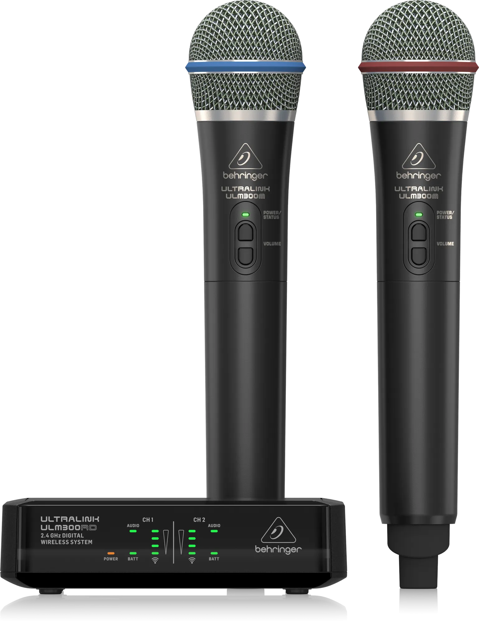 Behringer ULTRALINK ULM302MIC  High-Performance 2.4 GHz Digital Wireless System with 2 Handheld Microphones and Receiver