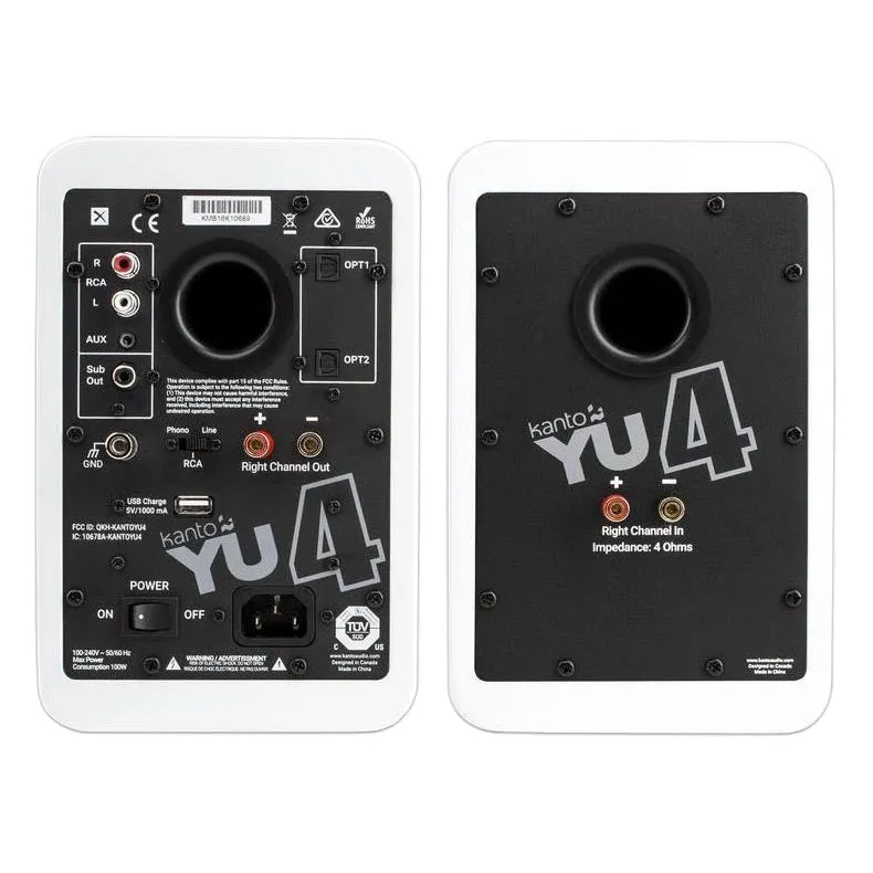 Bookshelf speakers Kanto YU4 with stands SP26PL, 2 pcs, white/black