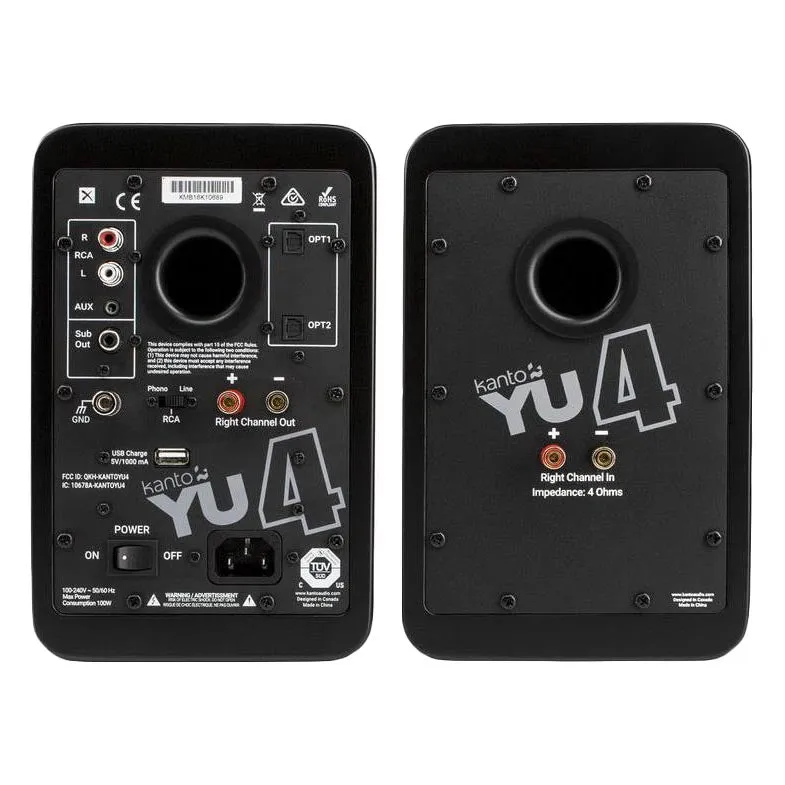 Bookshelf speakers Kanto YU4 with stands SP26PLW, 2 pcs, matte black/white