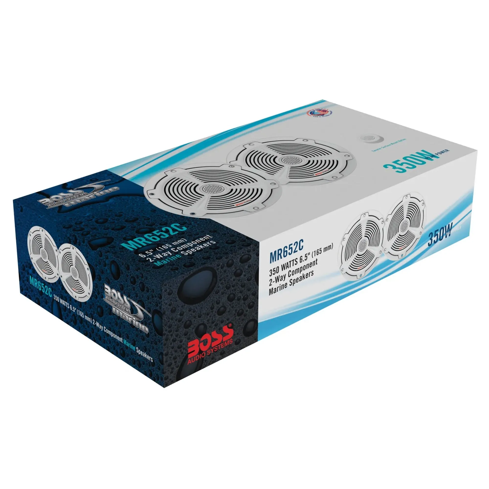 BOSS Audio MR652C 6.5 Inch 350 Watt 2-Way Full Range Marine Boat Speaker Systems