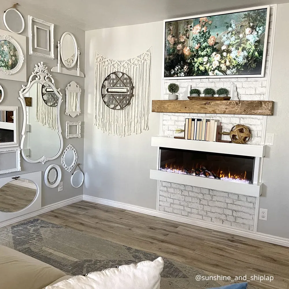 Chesmont White 50 Inch 80033 Wall Mount 3-Sided Smart Floating Electric Fireplace (Alexa/Google Compatible)