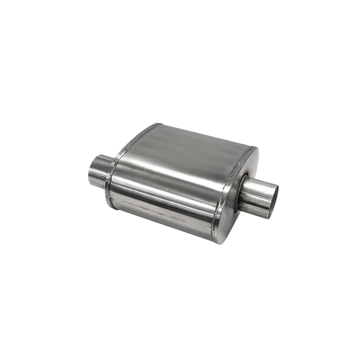 Corsa Pro Series Muffler - 2.5 in Offset Inlet - 2.5 in Center Outlet - 10 x 11 x 6.25 in Oval Body - 16 in Long - Stainless
