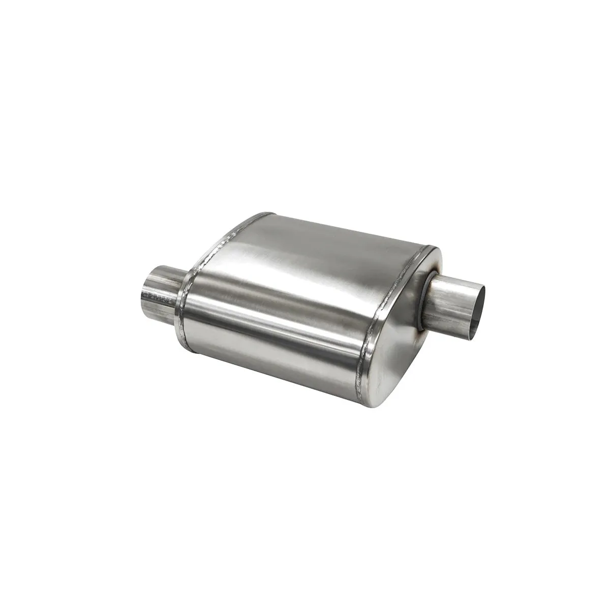 Corsa Pro Series Muffler - 2.5 in Offset Inlet - 2.5 in Offset Outlet - 10 x 11 x 6.25 in Oval Body - 16 in Long - Stainless
