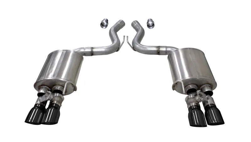 Corsa Sport Axle-Back Exhaust System - 3 in Diameter - Dual Rear Exit - Dual 4 in Black Tips - Ford Coyote - Ford Mustang 2018-21 21002BLK