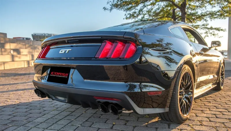 Corsa Xtreme Cat-Back Exhaust System - 3 in Diameter - Twin 4 in Dual Tips - Black Pro-Series Tips - 5.0 L - GT - Fastback - Ford Mustang 2015-17