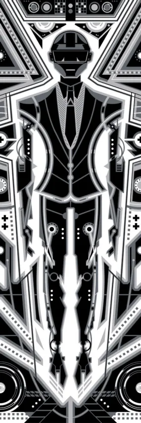Daft Punk Metallic Silver Silkscreen Print by Ron Guyatt