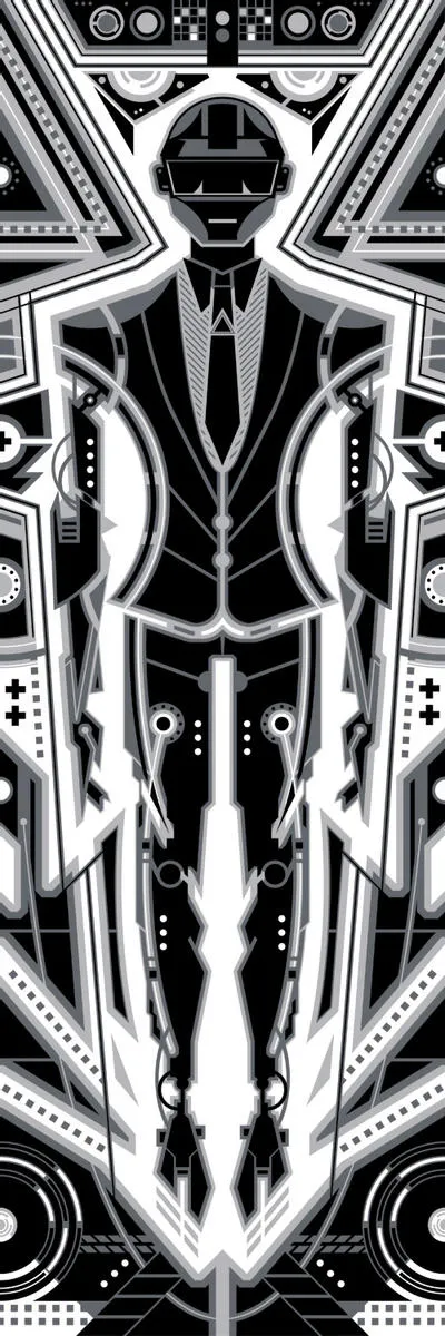 Daft Punk Metallic Silver Silkscreen Print by Ron Guyatt