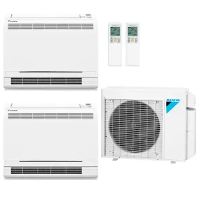 Daikin 2-Zone Floor Standing Hyper Heat Ductless Mini-Split 18000 BTU Heat Pump Air Conditioner 12k   12k - 16 SEER2