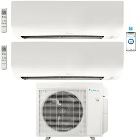 Daikin 2-Zone Wall Mounted Ductless Mini-Split 24,000 BTU Heat Pump Air Conditioner 9K   15K - 21 SEER2 R32 Wi-Fi Enabled
