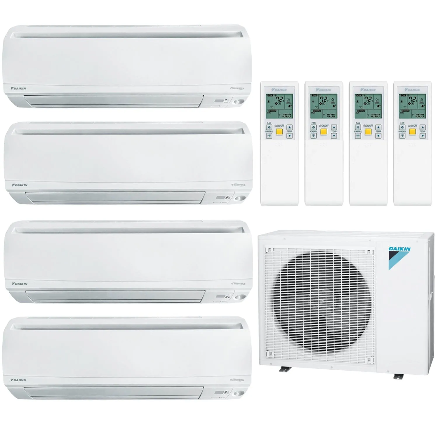 Daikin 4-Zone Wall Mounted Hyper Heat Ductless Mini-Split 36000 BTU Heat Pump Air Conditioner 7k   7k   18k   18k - 20 SEER2