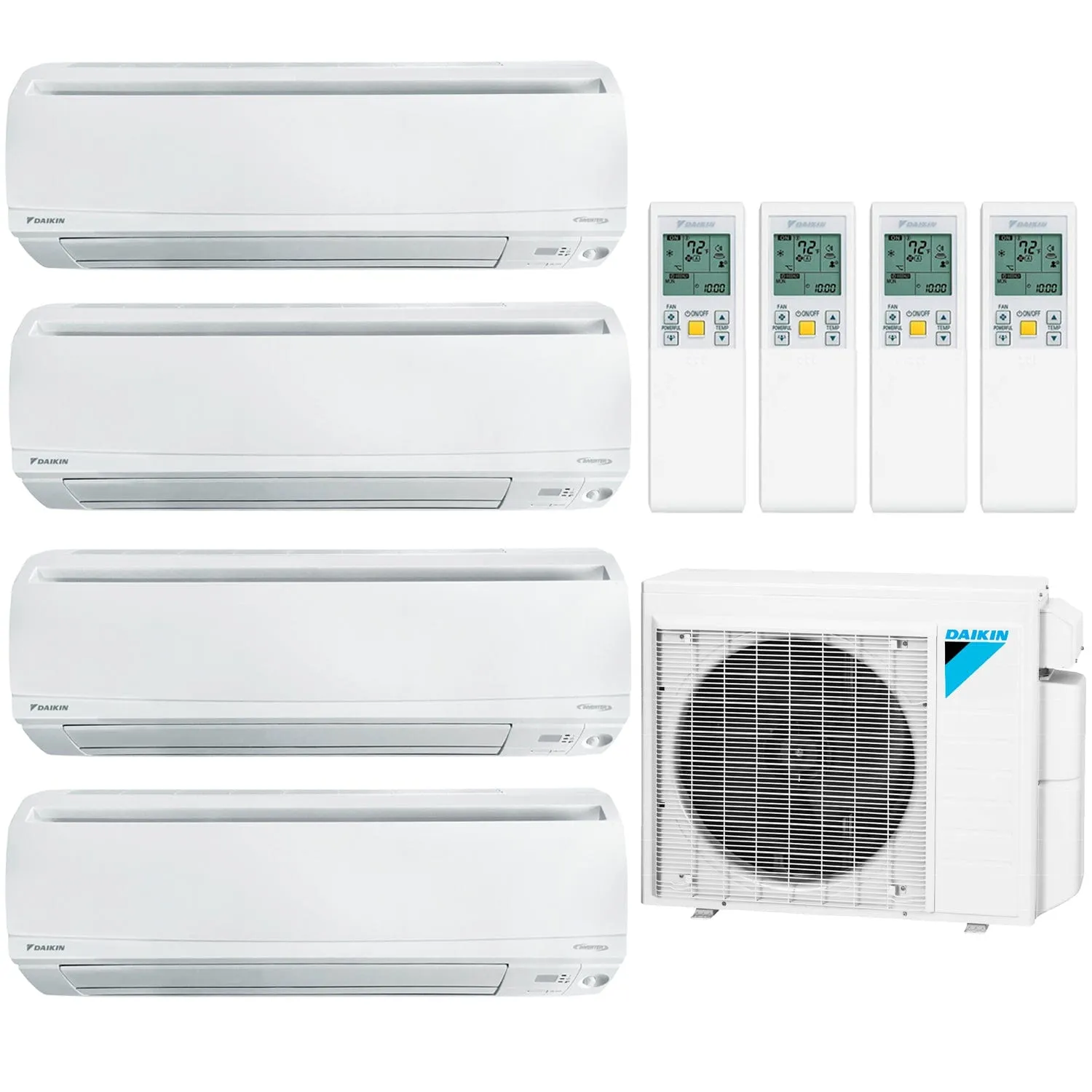 Daikin 4-Zone Wall Mounted Hyper Heat Ductless Mini-Split 36000 BTU Heat Pump Air Conditioner 9k   9k   9k   18k - 20 SEER2