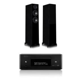 Denon RCD-N12DAB DAB  All-In-One System Black & Wharfedale Diamond 12.3 Floorstanding Speaker (Pair) Oak Black