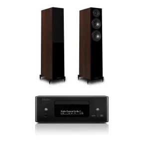 Denon RCD-N12DAB DAB  All-In-One System Black & Wharfedale Diamond 12.3 Floorstanding Speaker (Pair) Walnut Pearl