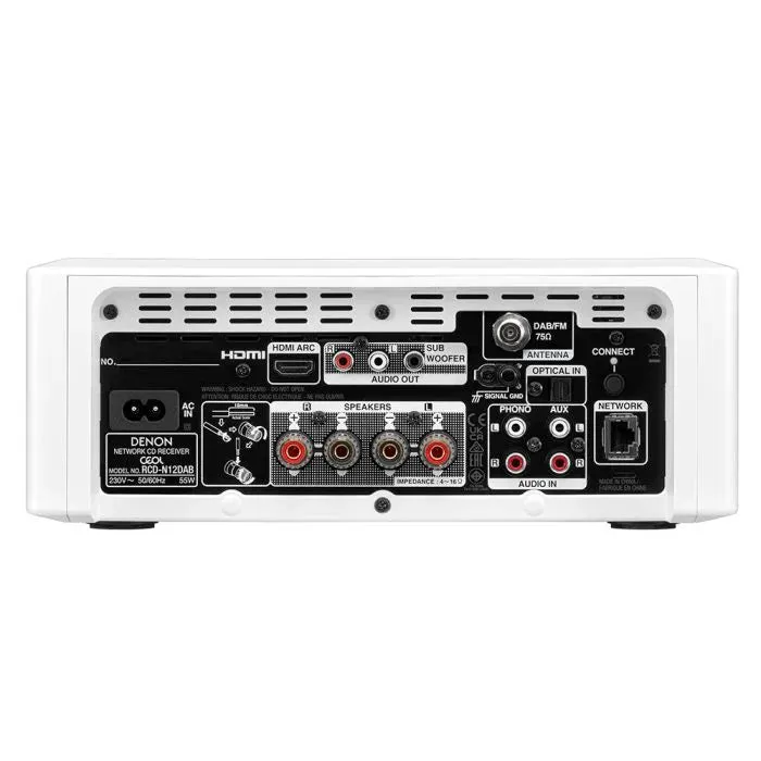 Denon RCD-N12DAB DAB  All-In-One System White & Wharfedale Diamond 12.3 Floorstanding Speaker (Pair) Light Oak