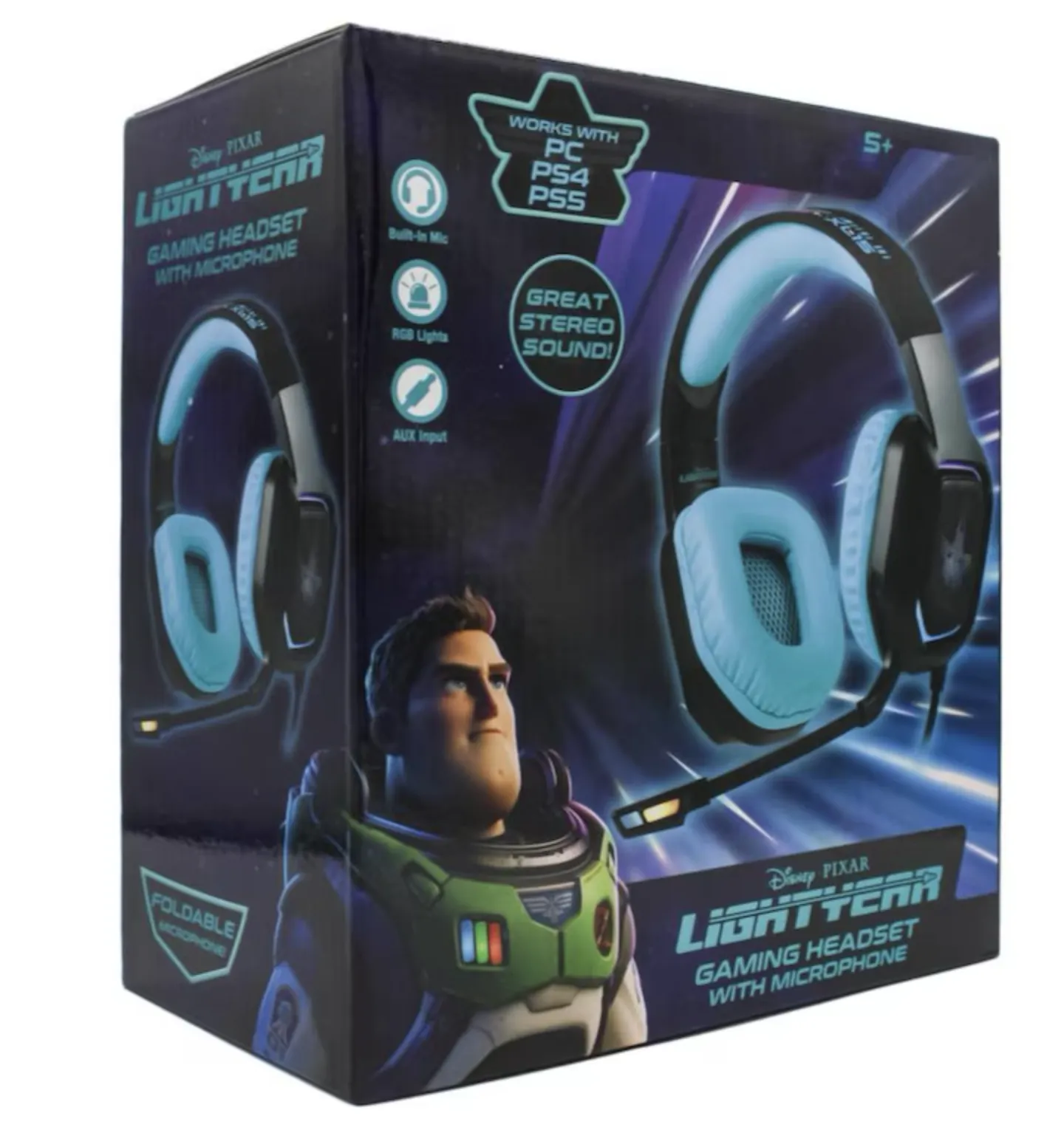 Disney Pixar Lightyear Wired Gaming Headset Headphones w/ Microphone For PC/PS4/PS5 5y 