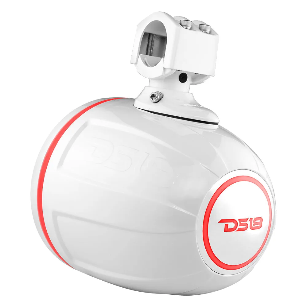 DS18 NXL-X8PRO 8" Compact Wakeboard Tower Speakers with Hybrid Mid-Range, Compression Driver Loudspeaker, RGB LED Lights, 500 Watts, Speaker Cover Included