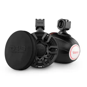 DS18 NXL-X8PRO 8" Compact Wakeboard Tower Speakers with Hybrid Mid-Range, Compression Driver Loudspeaker, RGB LED Lights, 500 Watts, Speaker Cover Included