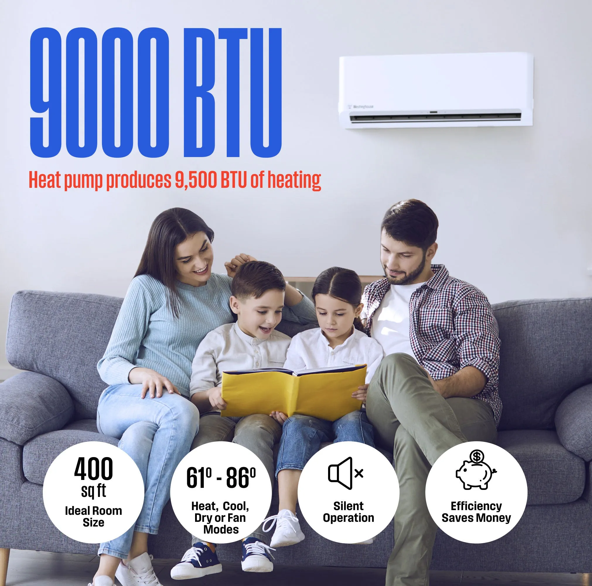 Ductless Mini-Split AC System & Heat Pump 115V, 9,000 BTU, 18.5 SEER2