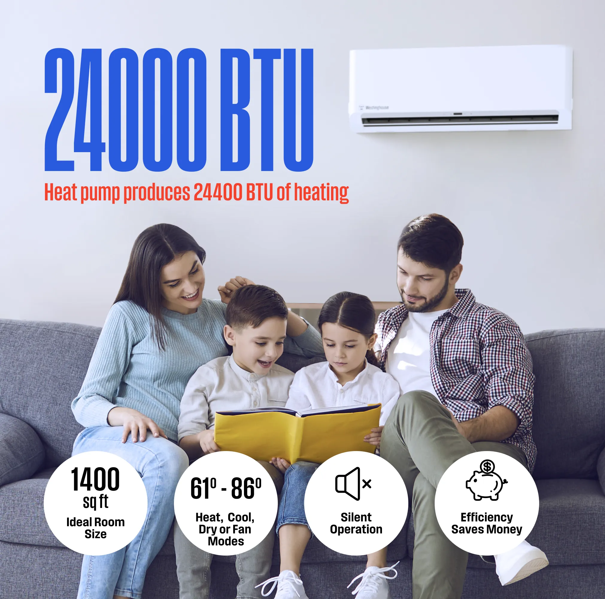 Ductless Mini-Split AC System & Heat Pump 230V, 24,000 BTU, 16.5 SEER2