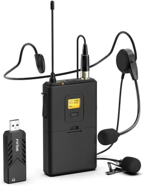 Fifine K031B Wireless USB Microphones for Computers, PC, Mac, USB Receiver, Transmitter, Headset and Clip Lavalier Lapel Mic
