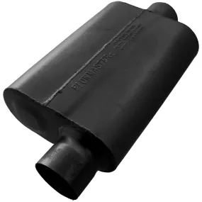 Flowmaster 40 Delta Flow Muffler - 3 in Offset Inlet - 3 in Center Outlet - 13 x 9-3/4 x 4 in Oval Body - 19 in Long - Black Paint - Universal 943041