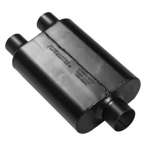 Flowmaster 40 Series Muffler - 2-1/2 in Dual Inlet - 3 in Center Outlet - 13 x 9-3/4 x 4 in Oval Body - 19 in Long - Black Aluminized