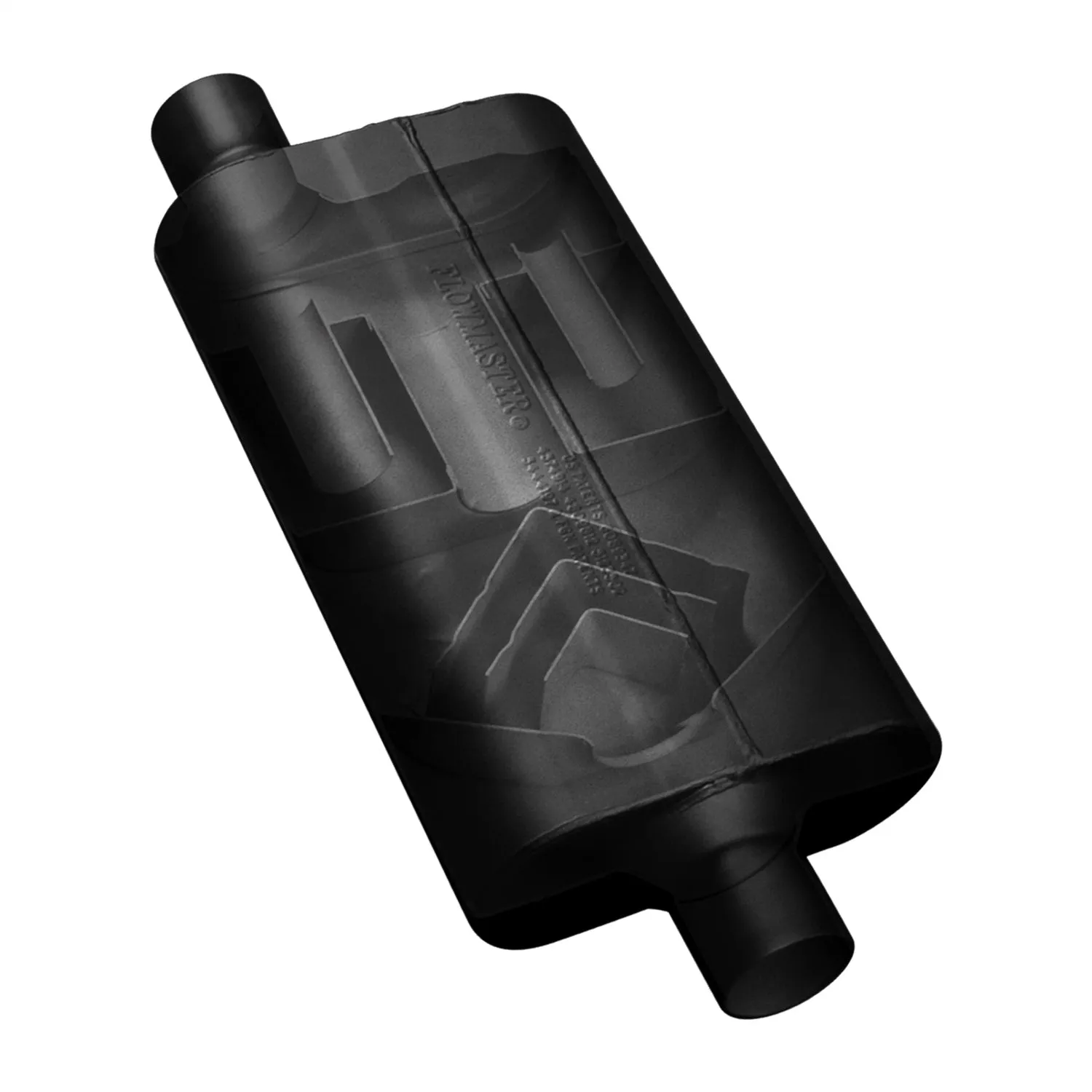 Flowmaster 50 Series Delta Flow Muffler - 3 in Offset Inlet - 3 in Center Outlet - 17 x 9-3/4 x 4 in Oval Body - 23 in Long - Black Paint - Universal 943051