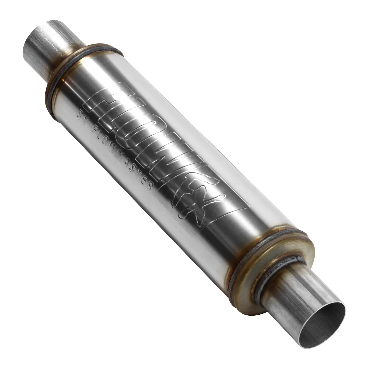 Flowmaster FlowFX Muffler - 2-1/4" Center Inlet - 2-1/4" Center Outlet - 14 x 4" Round Body - 20" Long - Stainless - Universal