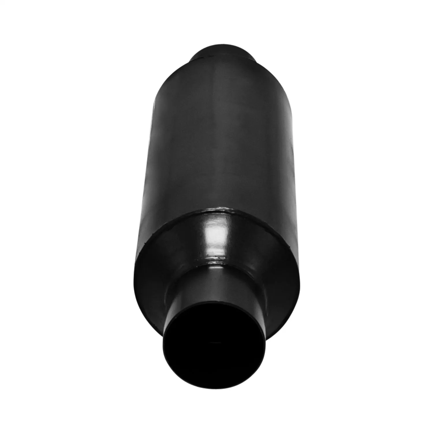 Flowmaster Outlaw Muffler - 2-1/2 in Center Inlet - 2-1/2 in Center Outlet - 11 in Long - 4-1/2 in Diameter - Stainless - Black