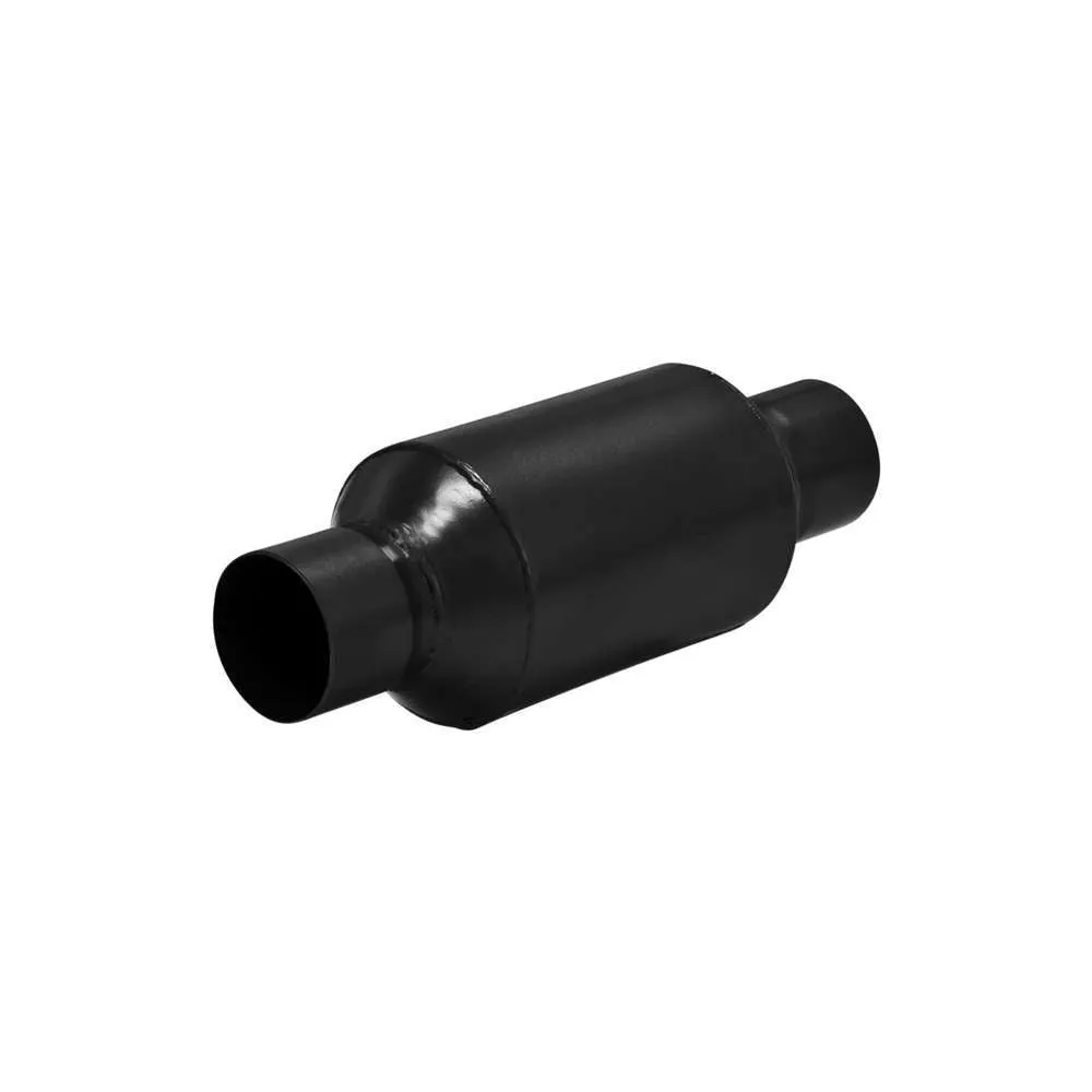 Flowmaster Outlaw Muffler - 2-1/2 in Center Inlet - 2-1/2 in Center Outlet - 7 in Long - 4-1/2 in Diameter - Stainless - Black