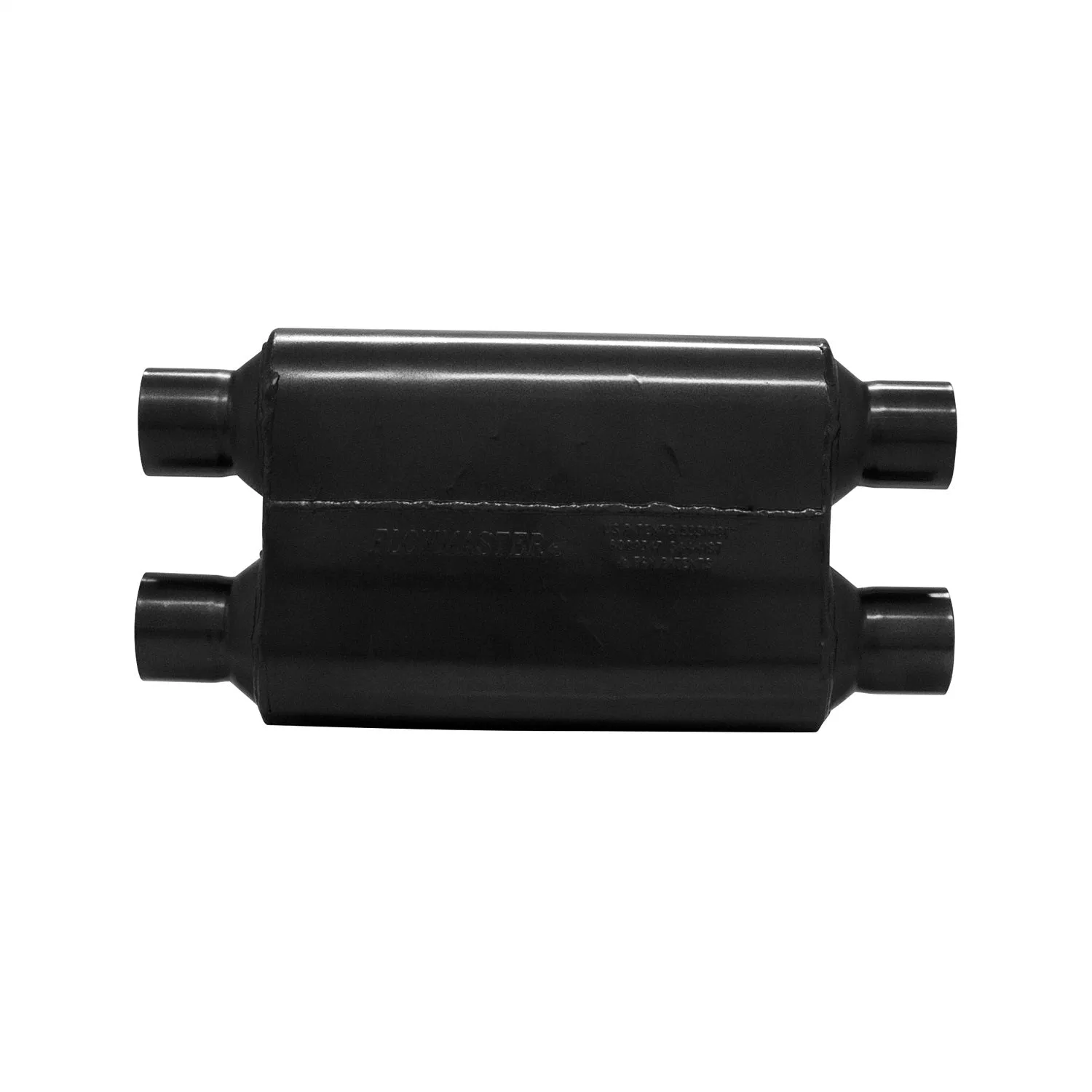 Flowmaster Super 44 Muffler - Dual 2-1/2 in Inlets - Dual 2-1/2 in Outlets - 13 x 9-1/2 x 4 in Oval Body - 19 in Long - Black
