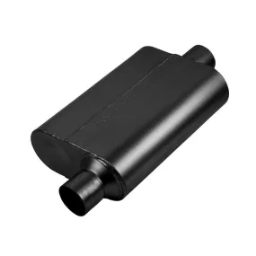 Flowmaster Super 44 Series Chambered Muffler - 2-1/2 in Offset Inlet - 2-1/2 in Center Outlet - 13 x 9-3/4 x 4 in Oval Body - 19 in Long - Black Paint 842546