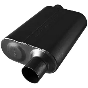 Flowmaster Super 44 Series Chambered Muffler - 2-1/2 in Offset Inlet - 2-1/2 in Offset Outlet - 13 x 9-3/4 x 4 in Oval Body - 19 in Long - Black Paint 842548