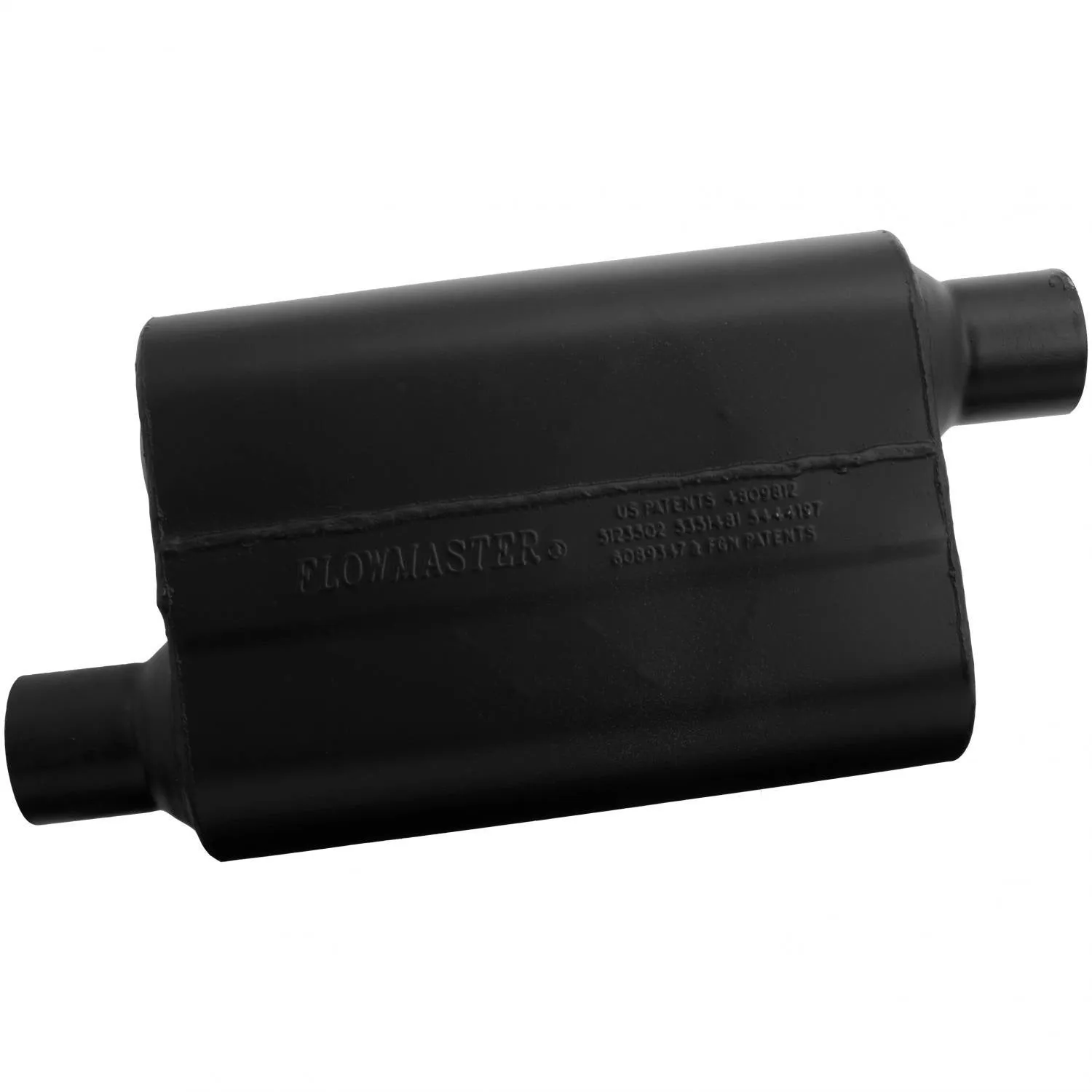 Flowmaster Super 44 Series Chambered Muffler - 2-1/2 in Offset Inlet - 2-1/2 in Offset Outlet - 13 x 9-3/4 x 4 in Oval Body - 19 in Long - Black Paint 942548