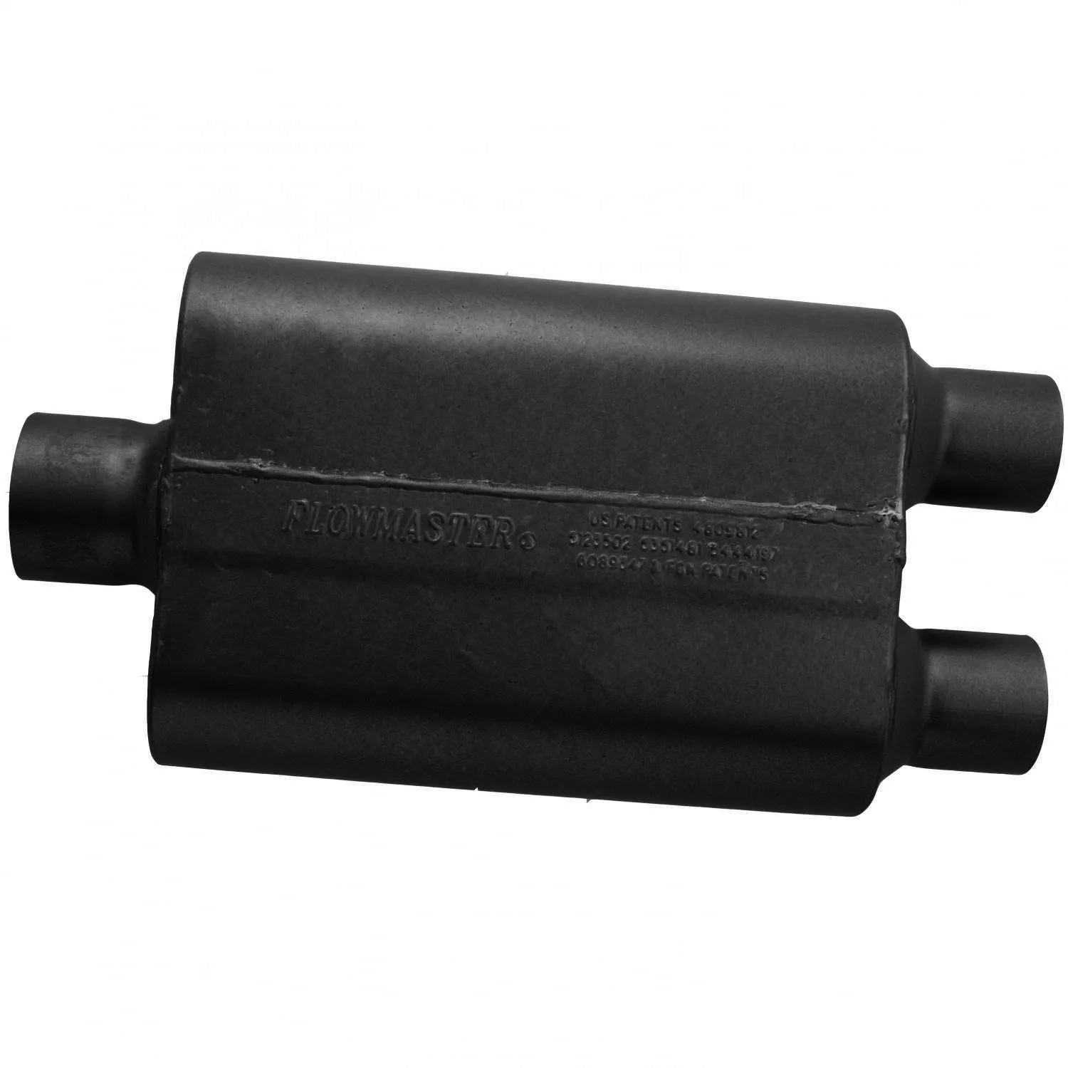 Flowmaster Super 44 Series Chambered Muffler - 3 in Center Inlet - Dual 2-1/2 in Outlets - 13 x 9-3/4 x 4 in Oval Body - 19 in Long - Black Paint 8430452