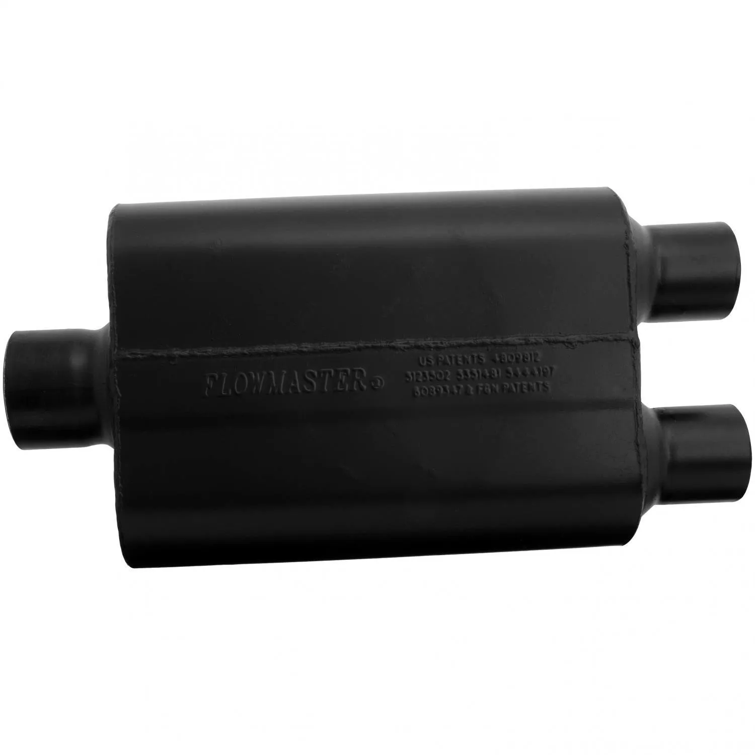 Flowmaster Super 44 Series Chambered Muffler - 3 in Center Inlet - Dual 2-1/2 in Outlets - 13 x 9-3/4 x 4 in Oval Body - 19 in Long - Black Paint 9430452