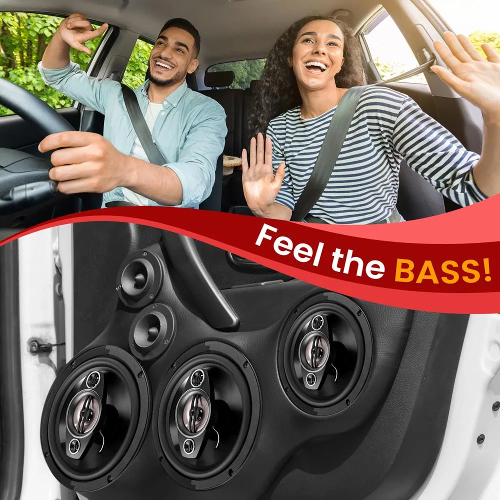 Four-Way Sound Speaker System - One Pair 8'' Four-Way Quadriaxial Loud Audio, 500 Watts W/ 4 Ohm Impedance And 3/4'' Piezo Tweeter For Car Component Stereo