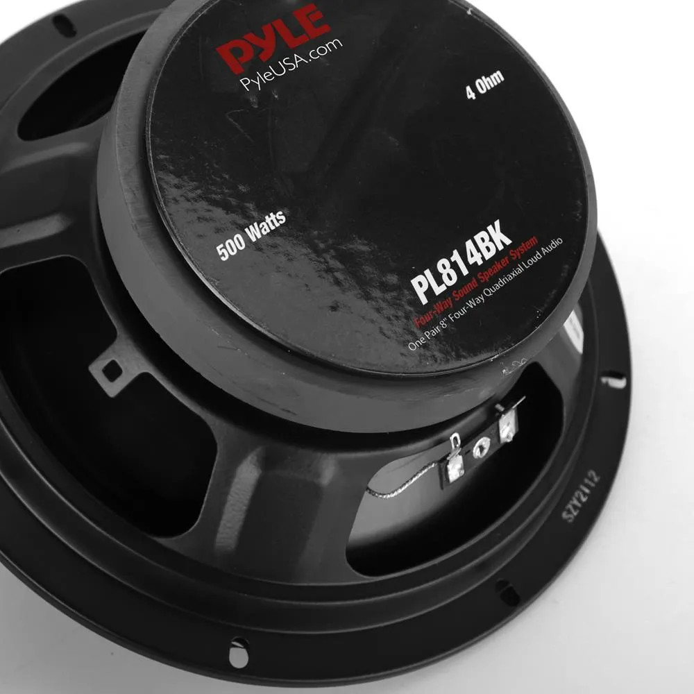 Four-Way Sound Speaker System - One Pair 8'' Four-Way Quadriaxial Loud Audio, 500 Watts W/ 4 Ohm Impedance And 3/4'' Piezo Tweeter For Car Component Stereo