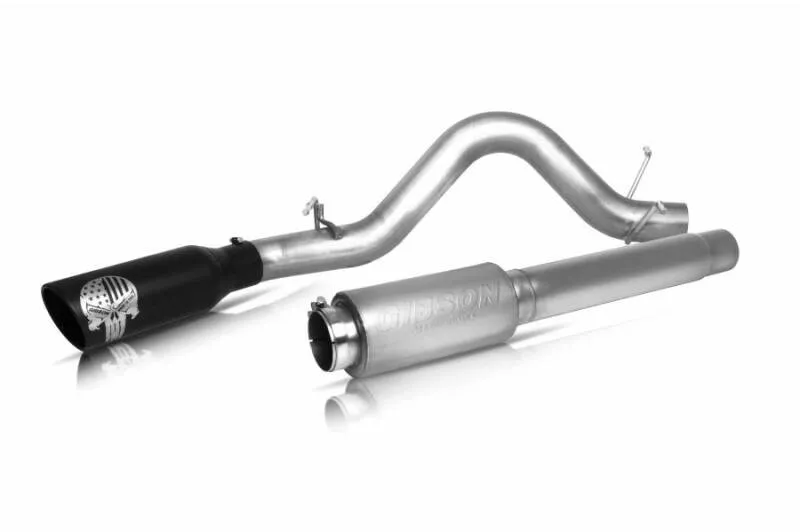 Gibson Patriot Skull Series Cat-Back Exhaust System - 4 in Diameter - Single Side Exit - 6 in Black Tip - Stainless - Ford Fullsize Truck 2020