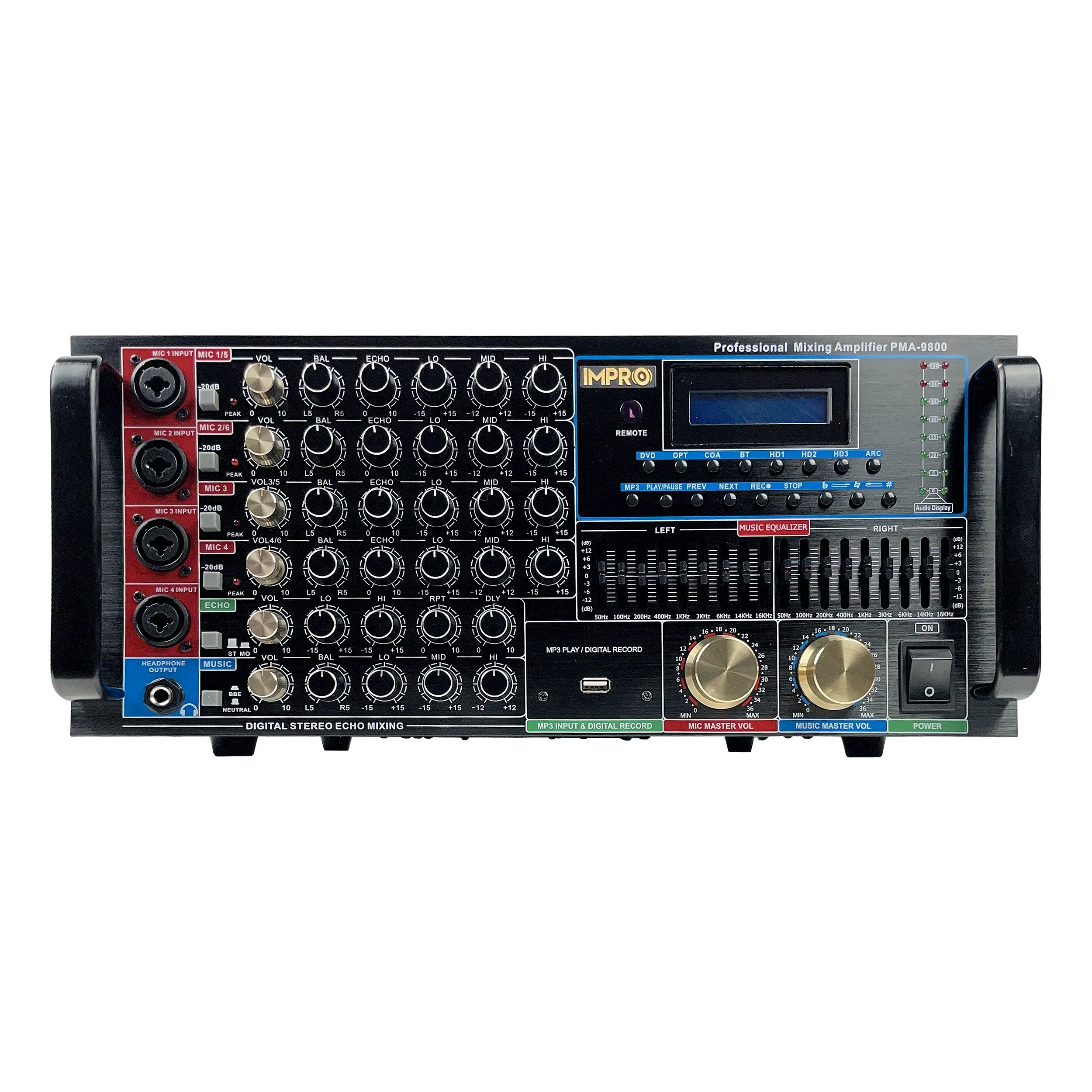 ImPro PMA-9800 1600W Mixing Amplifier Bundle with ImPro UHF-77 Wireless Microphones